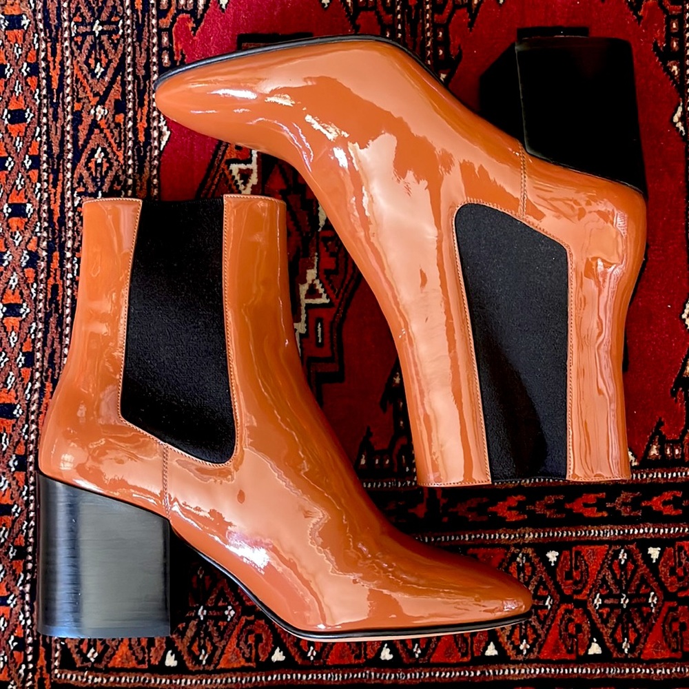 Dries Van Noten patent leather heeled ankle boots